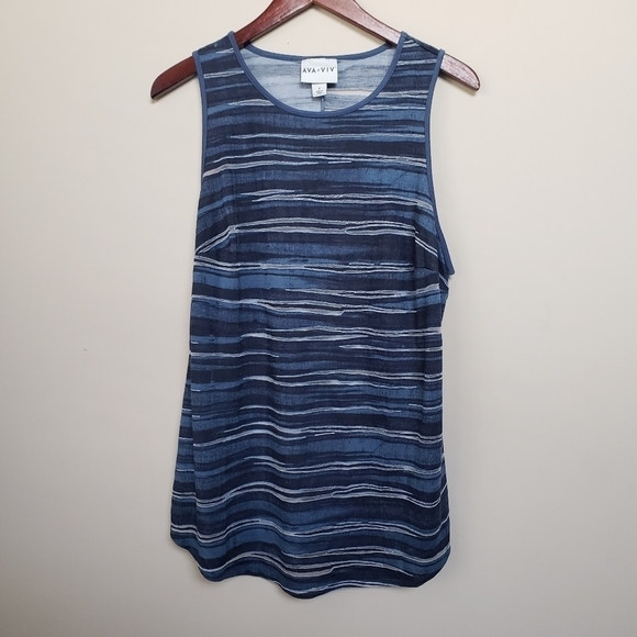 AVA & VIV Plus Size Sleeveless Water Blue Blouse - Picture 1 of 4